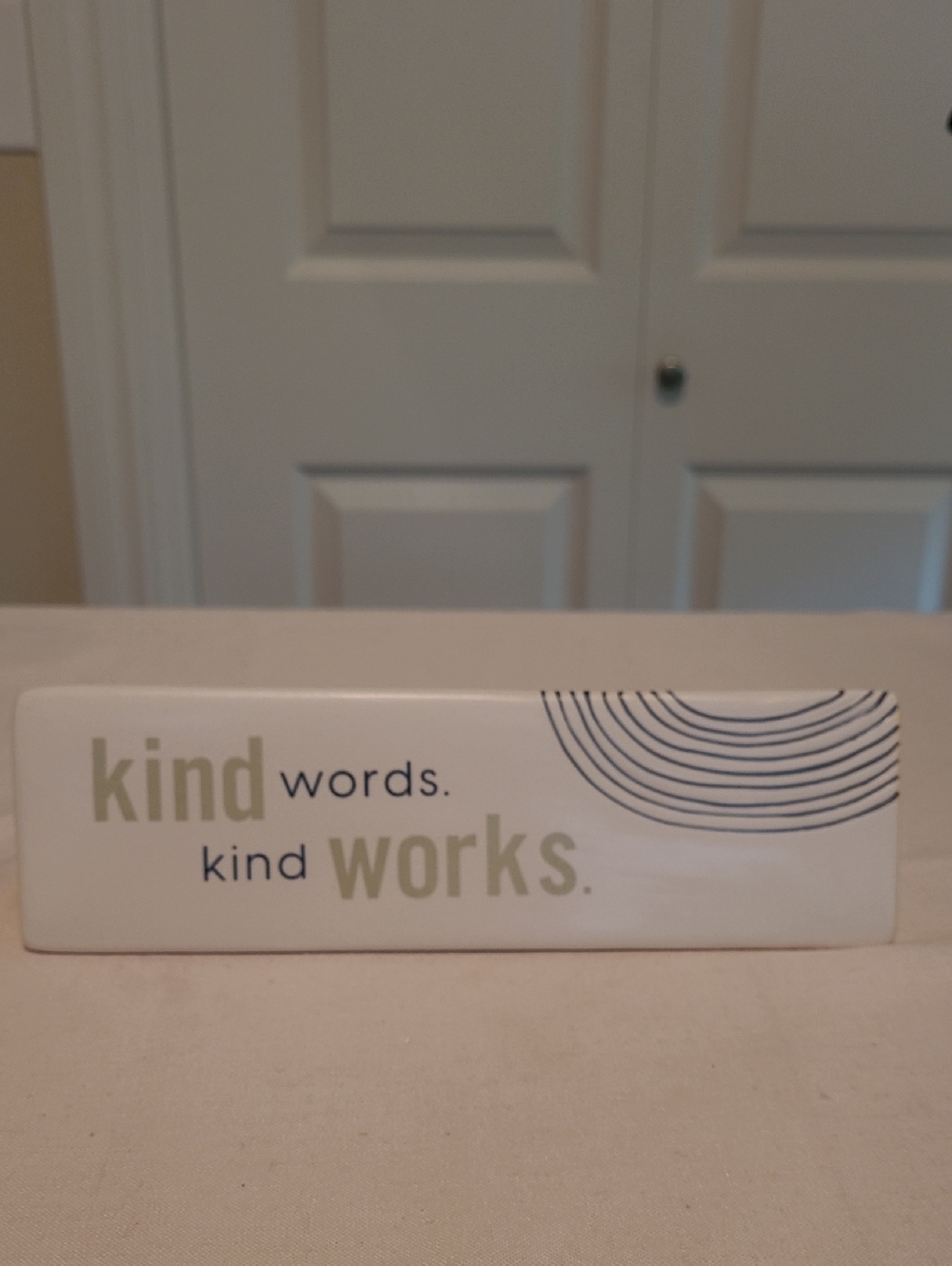 Tony Evans Kind Words Kind Works Ceramic Desk Sign - White and Sage